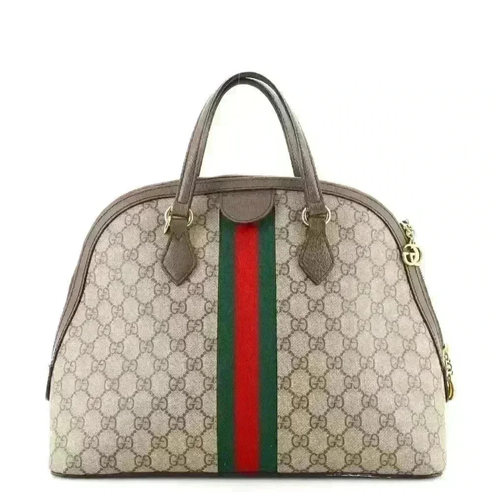 GUCCI (RARE) GG Supreme Monogram Web Medium Ophidia Top Handle Dome Bag Brown - Picture 16 of 16
